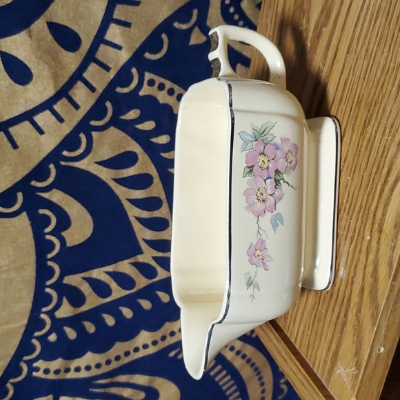 1933 Homer Laughlin Gravy Boat Floral Neutral Candle Plant - Picture 1 of 4